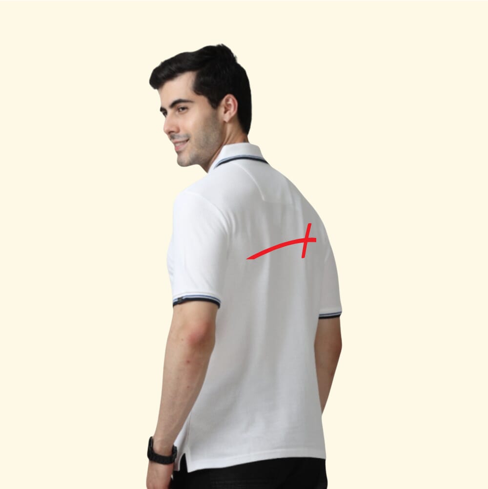 Marks & Spencer Polo T-shirt Tipping-White with Blue SW